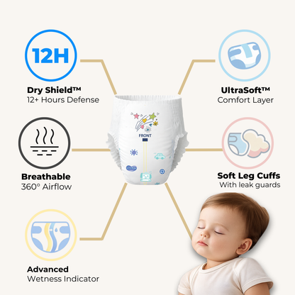 Raha baby with Absorb-X Core, Size 5, 12-18 Kg, 60 diaper pants.