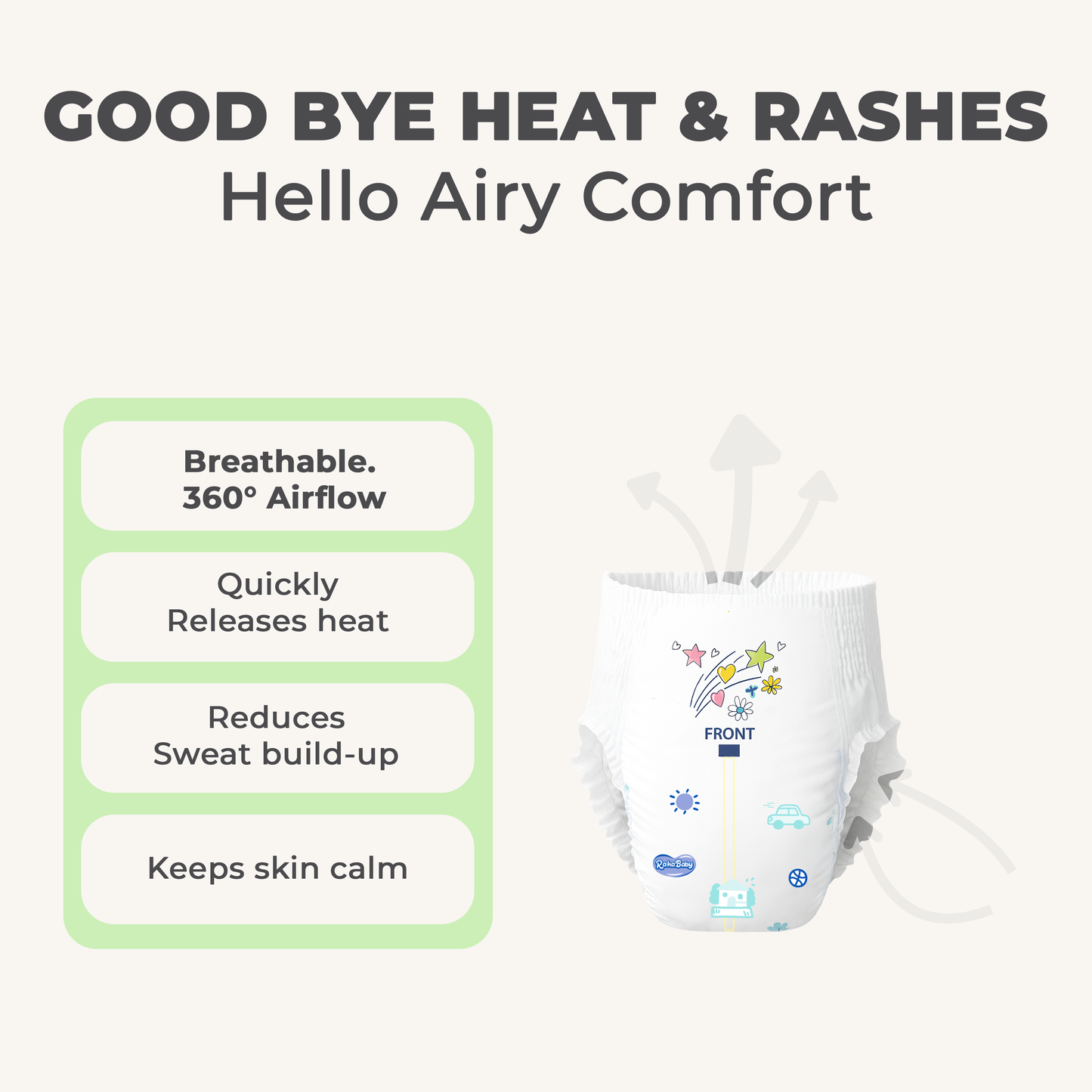 Raha baby with Absorb-X Core, Size 5, 12-18 Kg, 60 diaper pants.